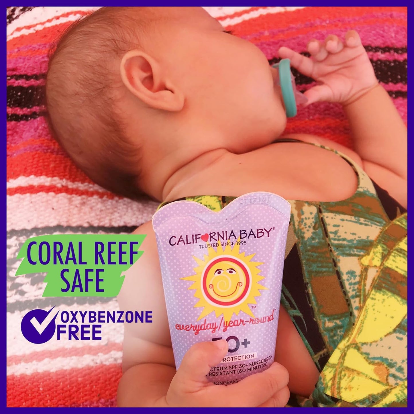 California Baby Everyday SPF 30+ Sunscreen | Mineral Based | Titanium Dioxide | Travel Size Baby Sunscreen for Face + Body | Floral Scent | 2.9oz
