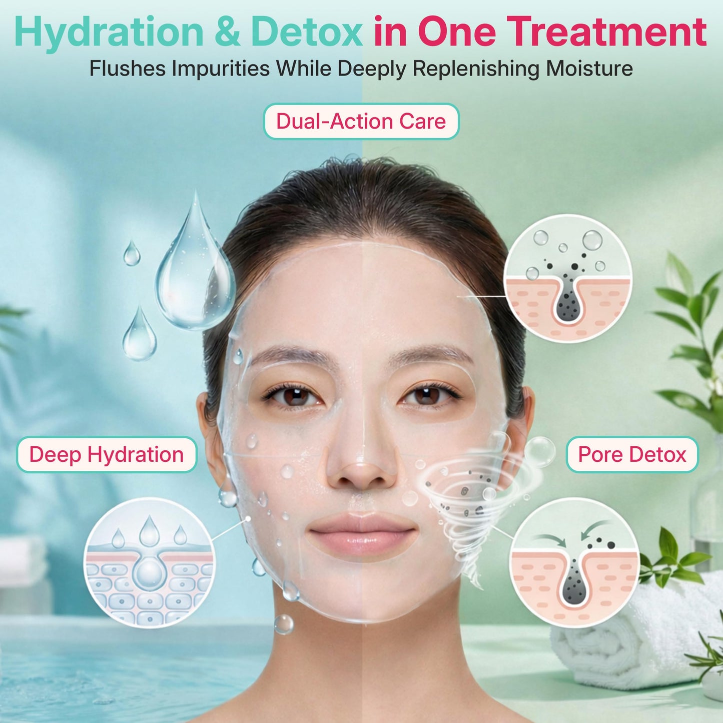 BIVID In & Out Bio-Cellulose Sheet Mask, Hydrating Korean Skincare Face Mask for Pore Care, Sebum & Blackhead Care with Tea Tree — K-Beauty Self Care Facial Skin Care Essentials, 0.88 oz, 5 Pack