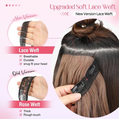 HOOJIH Hair Extensions, Clip in Hair Extensions 4PCS Hair Extension 14" Short Curly Clip on Hair Extensions Invisible Lace Weft Natural Soft Hairpieces for Women - Light Blonde