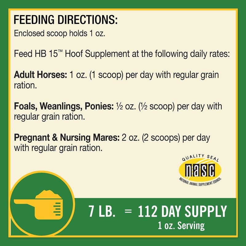 Farnam HB 15 Hoof Supplement, Supports healthy hoof growth 7 pound, 112 Day Supply