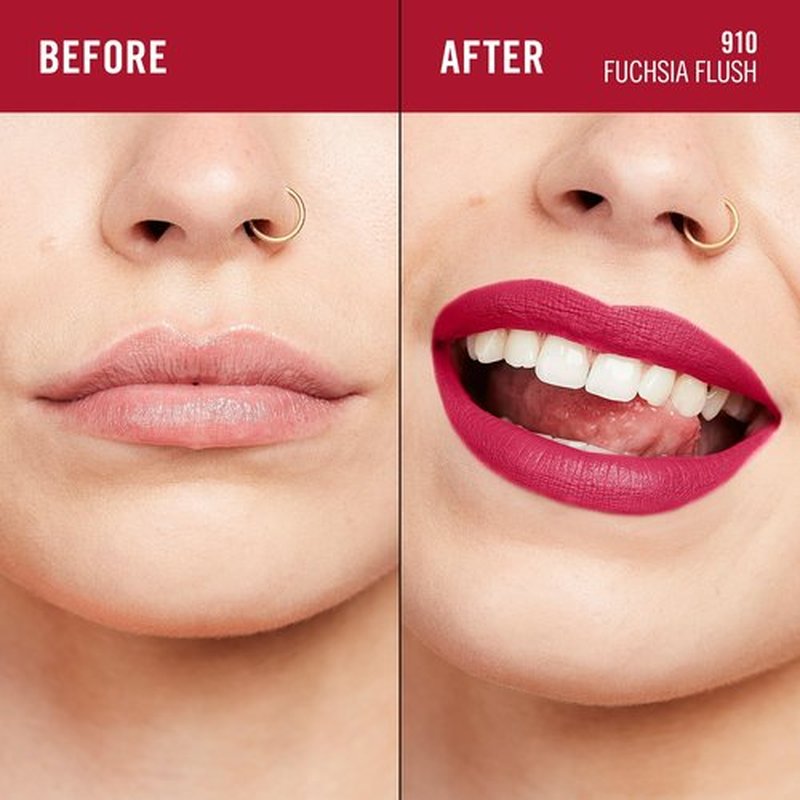 Rimmel London Lasting Mega Matte Liquid Lipstick, Long-Lasting, Hydrating, Vegan Formula - 910 - Fuchsia Flush, 0.25oz