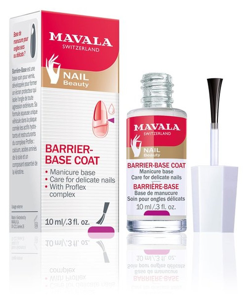 MAVALA Base Coat, Barrier for Sensitive, Delicate, and Dry Nails | Prevents Dehydration, Splitting and Breaking | Keratin, Calcium, and Silk Amino Acids Complex, 0.3 Fl Oz