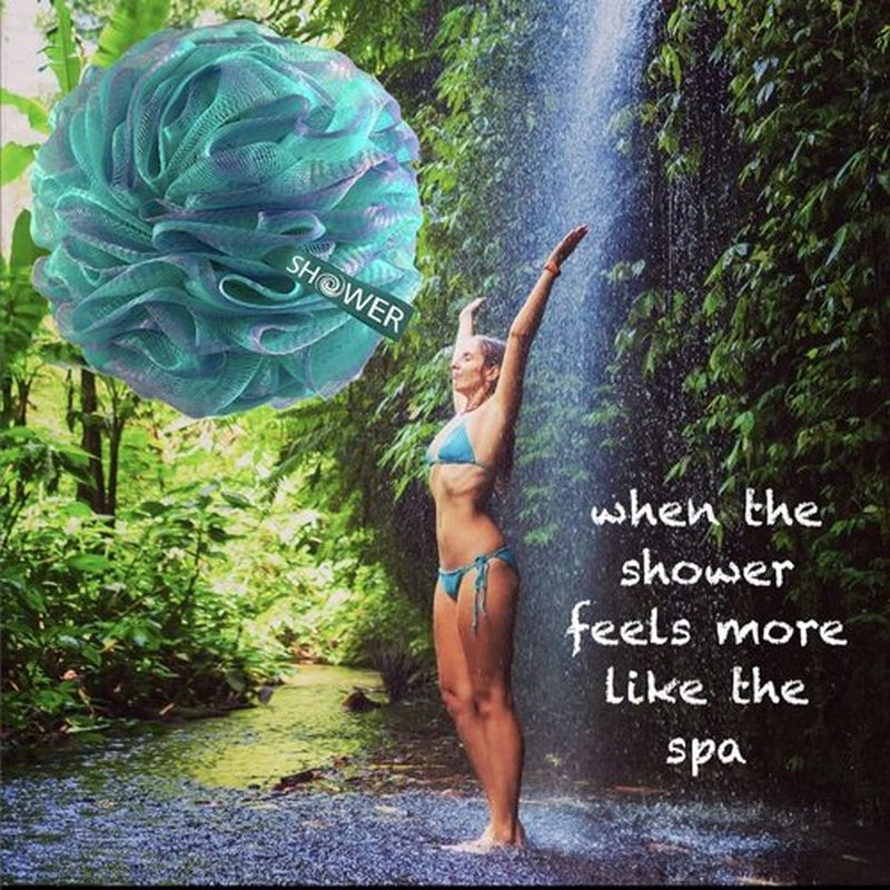 SHOWER BOUQUET Loofah Bath-Sponge Swirl-Set-XL-75g Extra-Large Mesh Pouf (4 Pack Color Swirls) Luffa Loofa Loufa Puff Scrubber - Big Full Lather Cleanse, Exfoliate with Beauty Bathing Accessories