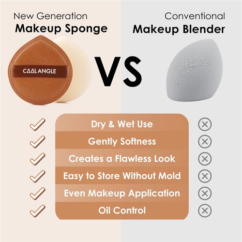 COOL-ANGLE 4Pack Brown Makeup Sponge For Foundation Concealer And Powder, Latex Free Blender Sponge For Natural And Easy Makeup Soft Long-lasting, Pack for 2X-Large and 2 Medium