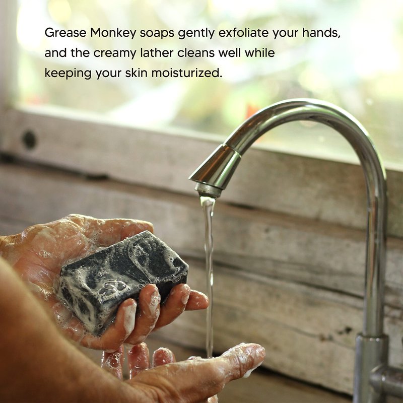 Bali Soap Grease Monkey - Natural Bar Soap for Men, Mechanic Gifts - Activated Charcoal Scrub, Exfoliating, Moisturizing, 1-Pack 7oz