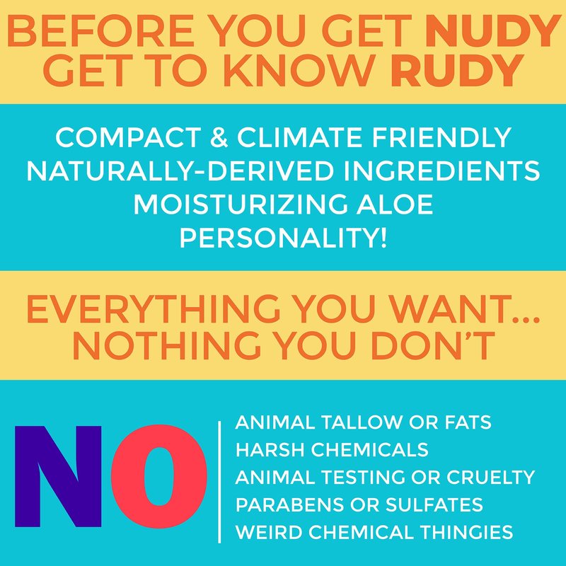 Nudy Rudy Sea Salt Suds 2 Pack, Liquid Body Wash Bundle with Bonus Soap Bar, Aloe Vera and Vitamin E, Moisturizing Shower Gel and Hand Soap for Men and Women 16.9 fl oz and 4.2 oz
