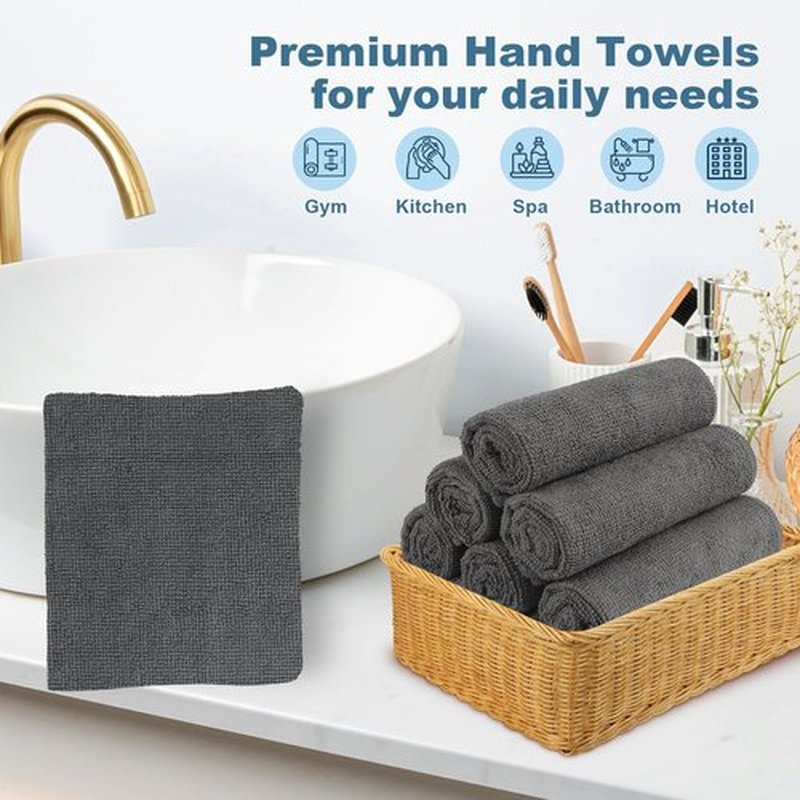 HOMEXCEL Microfiber Washcloths Towel Pack of 24, 12" x 12" Highly Absorbent and Soft Face Towels Wash Cloths for Bathroom, Gym, Hotel and Spa, Fast Drying Multi-Purpose Cleaning Cloth, Grey