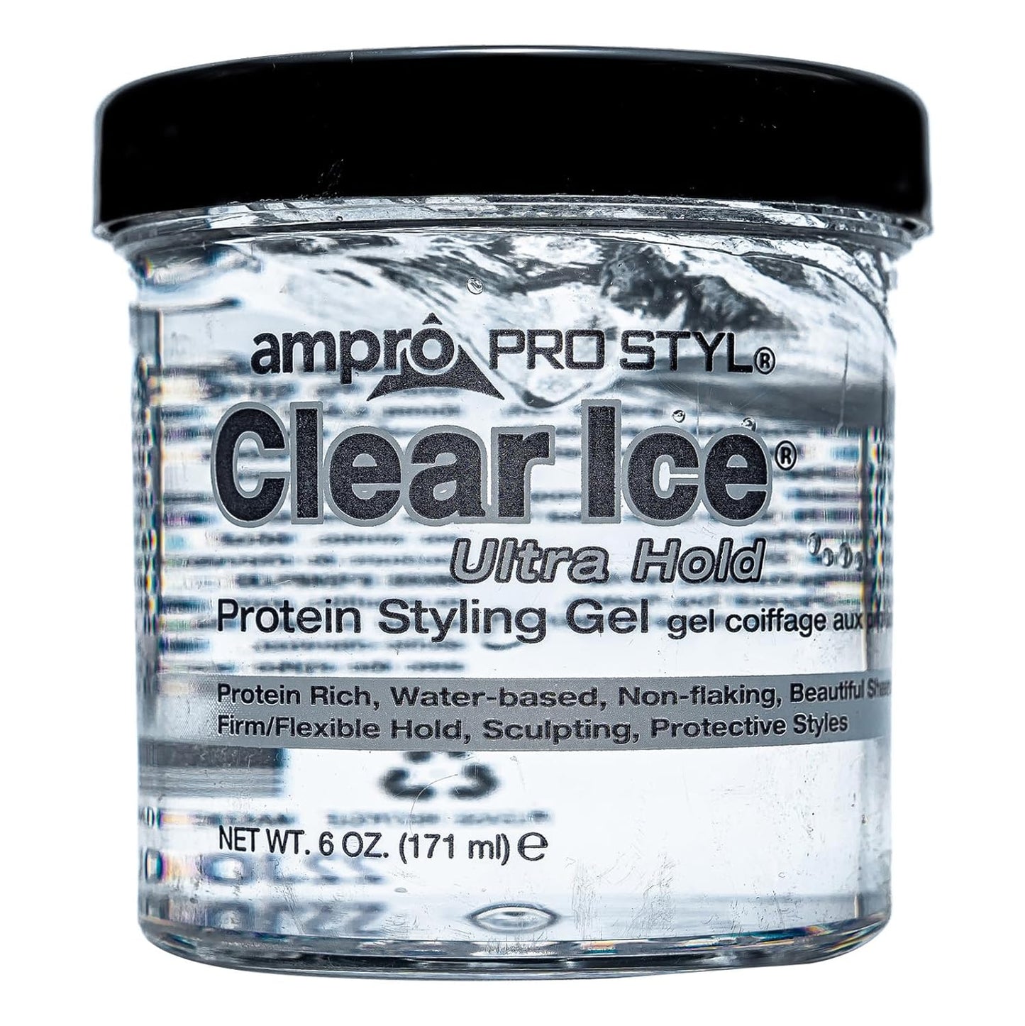AmPro Pro Styl Clear Ice Styling Gel - Protects and Strengthens Your Strands - Non-Flaking, Alcohol Free, Vegan Formula - Flexible, Touchable Hold for All Hair Types - 80 oz