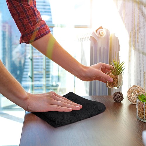 Utopia Towels [12 Pack Premium Wash Cloths Set (12 x 12 Inches) 100% Cotton Ring Spun, Highly Absorbent and Soft Feel Essential Washcloths for Bathroom, Spa, Gym, and Face Towel (Black)