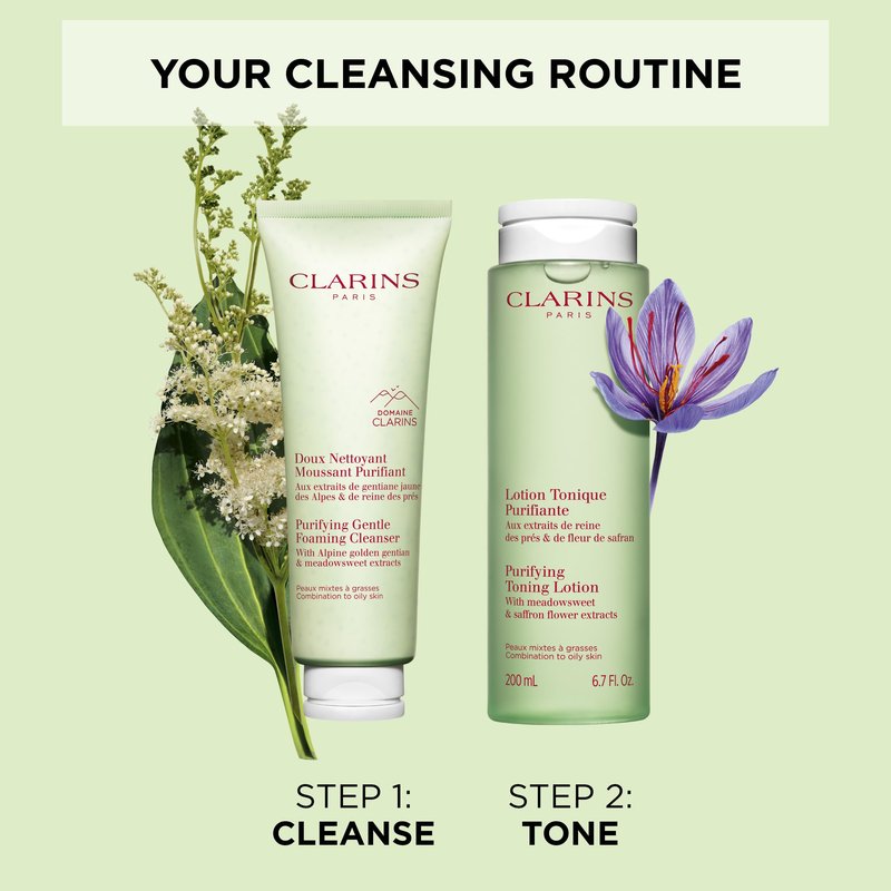 Clarins Purifying Gentle Foaming Cleanser | Cleanses, Purifies and Mattifies | Green Formula and Contains Salicylic Acid | Soap-Free | SLS-Free | Dermatologist Tested | Combination To Oily Skin Types
