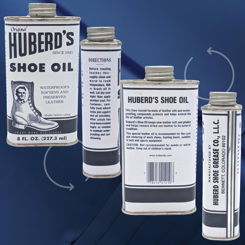 Huberd's Shoe Oil 8 oz, Leather Conditioner and Waterproofer for Boots, Shoes, and Leather Gear. Easy Pour Liquid Formula Softens and Protects Leather. Since 1921.