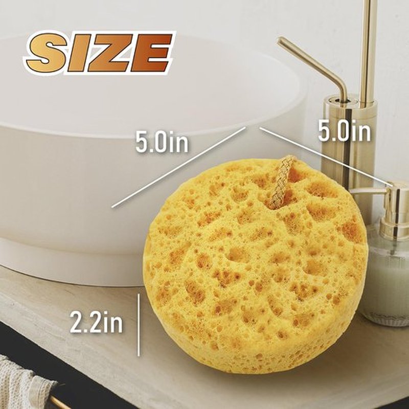 myHomeBody Bath Sponge, Foam Loofah Sponge, Body Sponge for Shower - Large Size, Lots of Lather, Round, 3 Pack