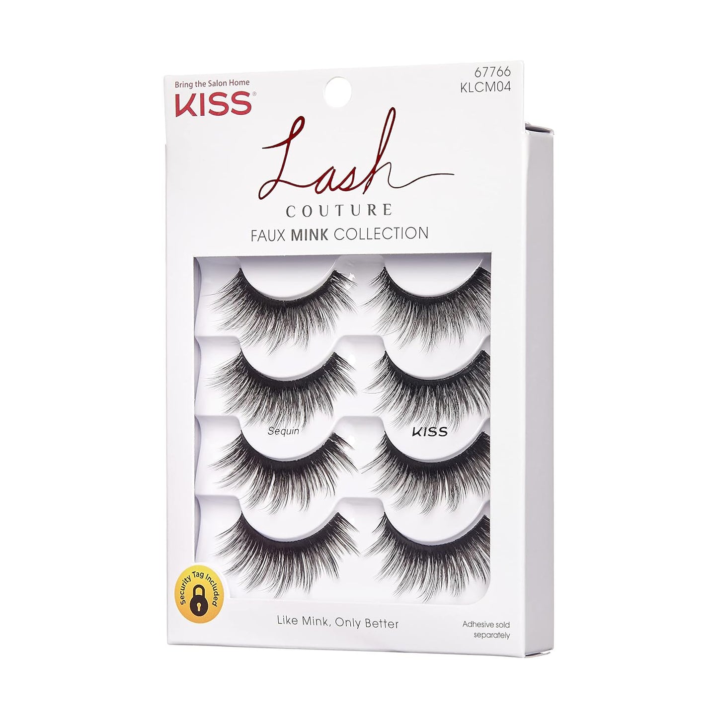 KISS Lash Couture Faux Mink False Eyelashes Multipack, Knot-Free Lash Band, Reusable, Contact Lens Friendly, Easy To Apply, Ultrafine, Tapered, Synthetic Fake Lashes, Style Sequin, 4 Pairs