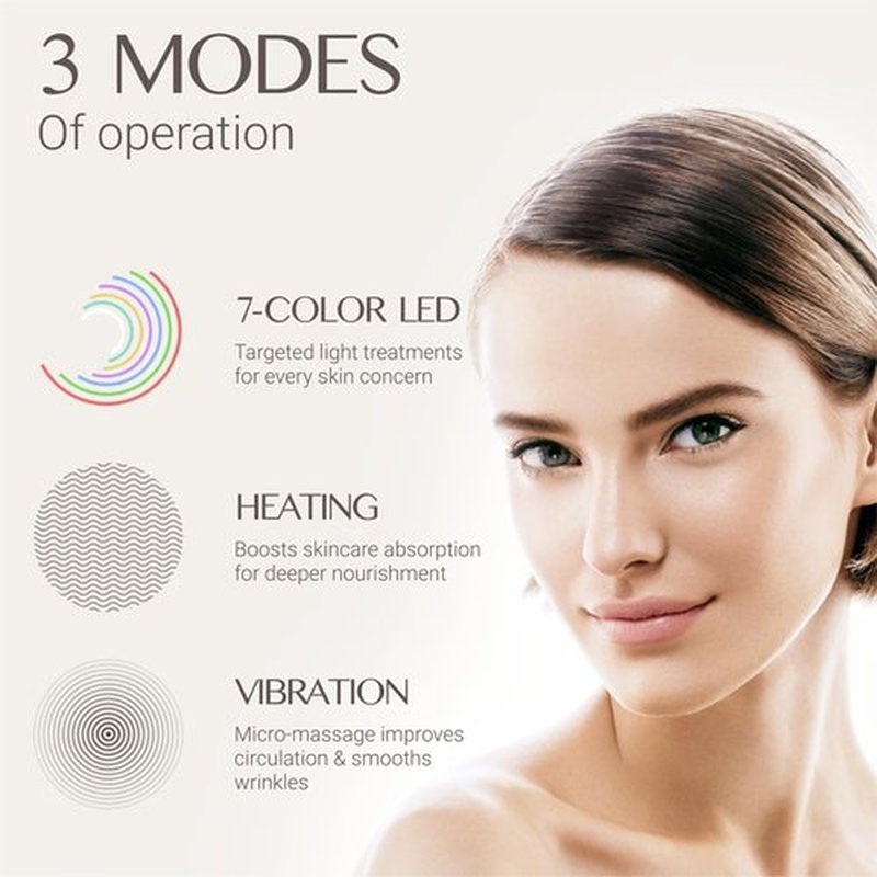 4-in-1 Red Light Face Massager Device: Vibration, Gentle Heating,Cool and 4-Color LED Light – Home Self-Care Tool for Skin Wellness (Pink)