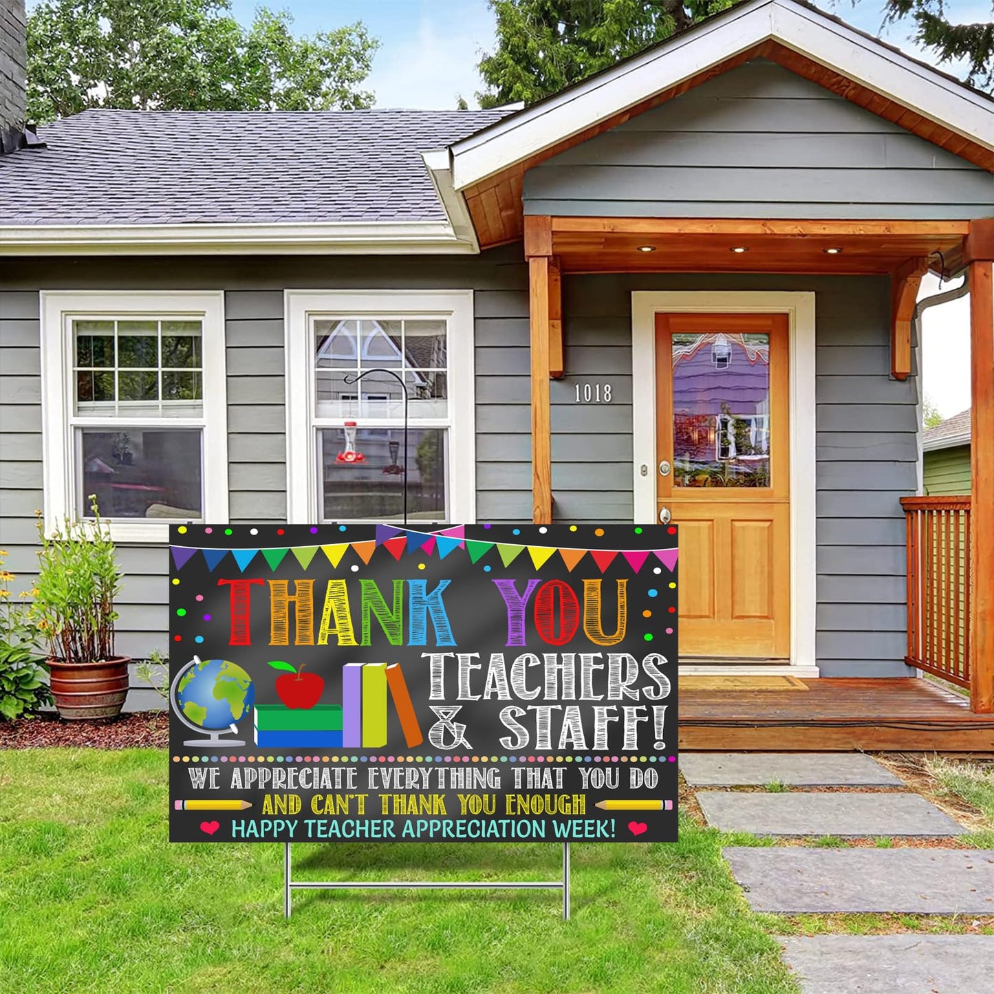 Thank You Teachers Teacher Appreciation Week Backdrop Banner Decorations, Teachers Staffs Appreciation Week 2025 Banner Background Decorations