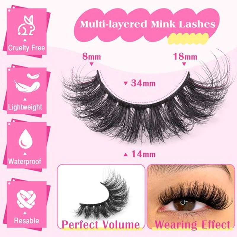 Wispy False Eyelashes Fluffy Mink Lashes Natural Look Cat Eye Lashes Pack 10 Pairs Fake Eyelashes Like Extensions 5D Volume Strip Lashes 18mm Mink Eyelashes by TNFVLONEINS