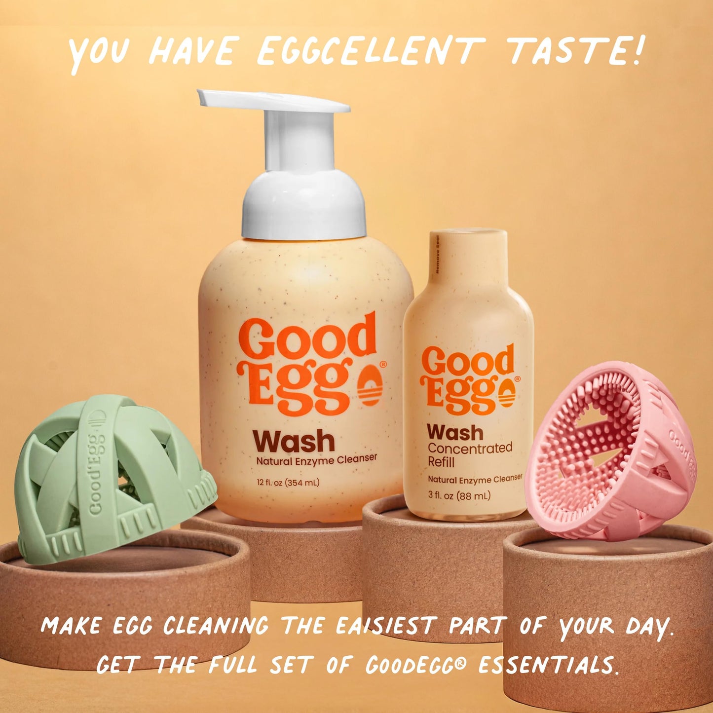 GoodEgg Egg Wash Natural Enzyme Wash Spray with Foaming Pump, Refillable 12floz Bottle, Chicken Egg Cleanser, Coop Accessories, As Seen On Shark Tank