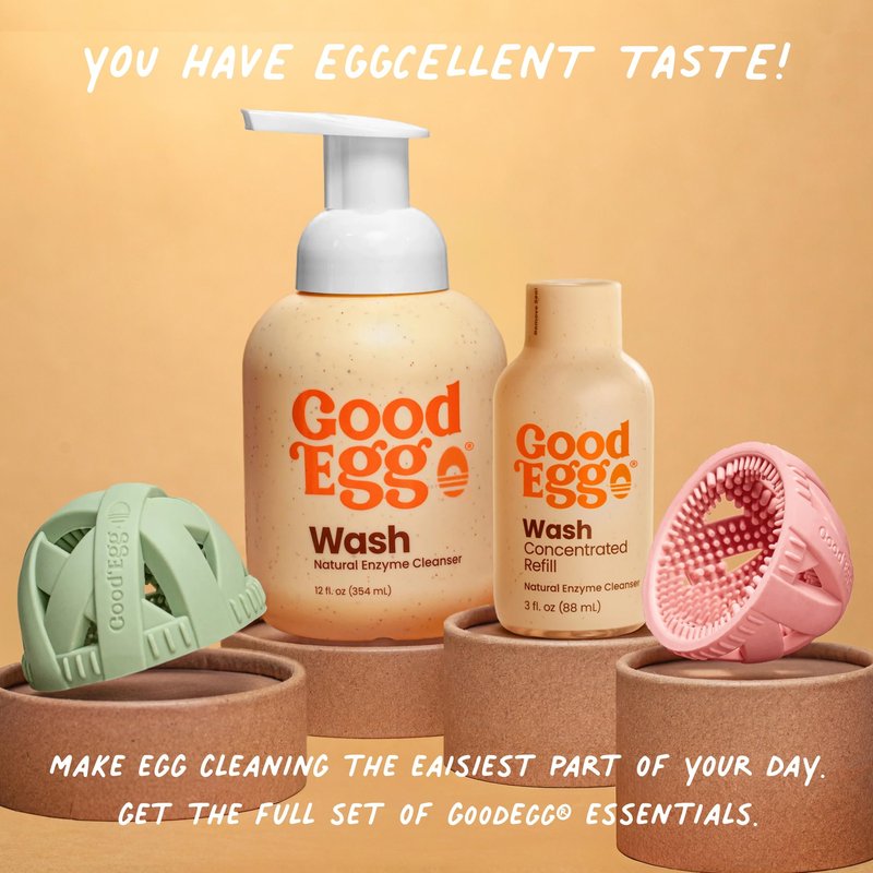 GoodEgg Egg Wash Natural Enzyme Wash Spray with Foaming Pump, Refillable 12floz Bottle, Chicken Egg Cleanser, Coop Accessories, As Seen On Shark Tank