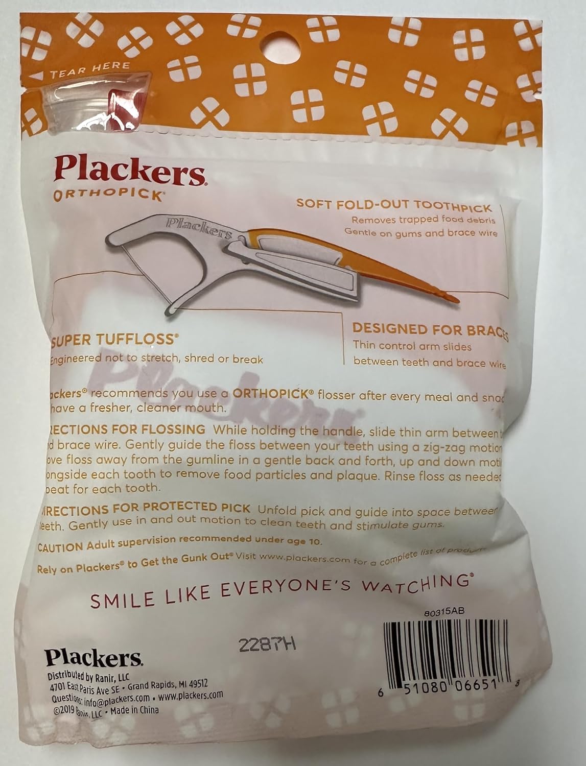 Plackers Orthopick Flosser for Braces, 24 Count (Pack of 2)