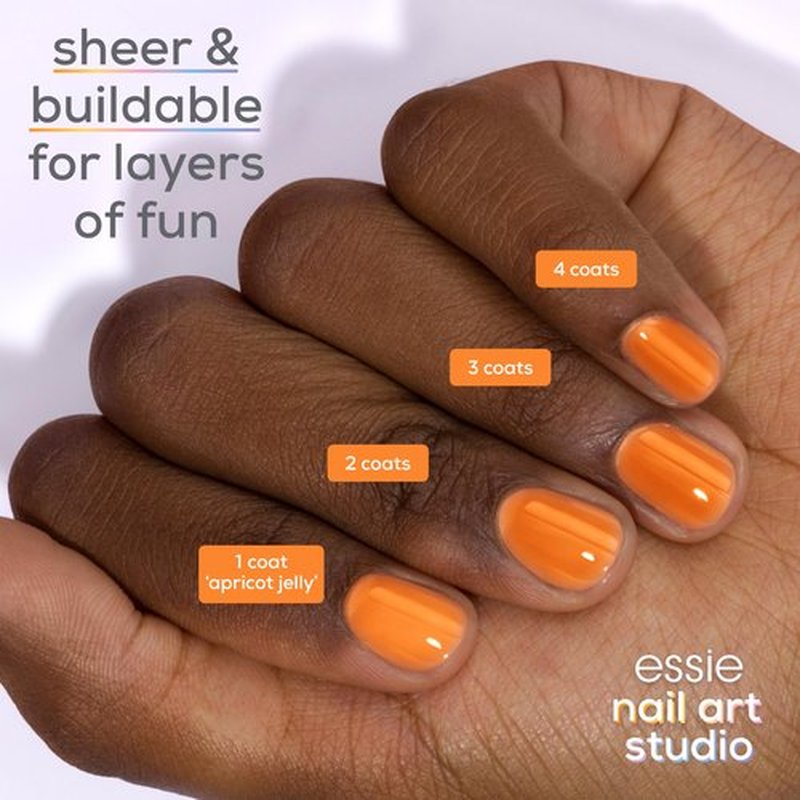 essie Nail Art Studio Jelly Gloss Nail Polish, Vegan, Sheer Orange Nail Polish, Apricot Jelly, 0.46 Fl Oz