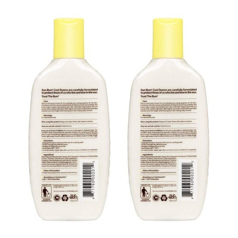 Sun Bum Cool Down Aloe Vera Lotion Vegan and Hypoallergenic After Sun Gel With Cocoa Butter To Soothe and Hydrate Sunburned Skin, 8 oz (Pack of 2)