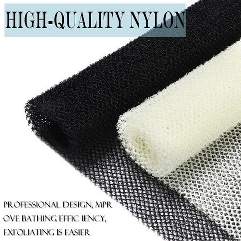 African Exfoliating Net,JASSINS African Sponge Net,Body Exfoliating Long Net Shower Body Scrubber Back Scrubber Skin Smoother(Black+White+Pink)