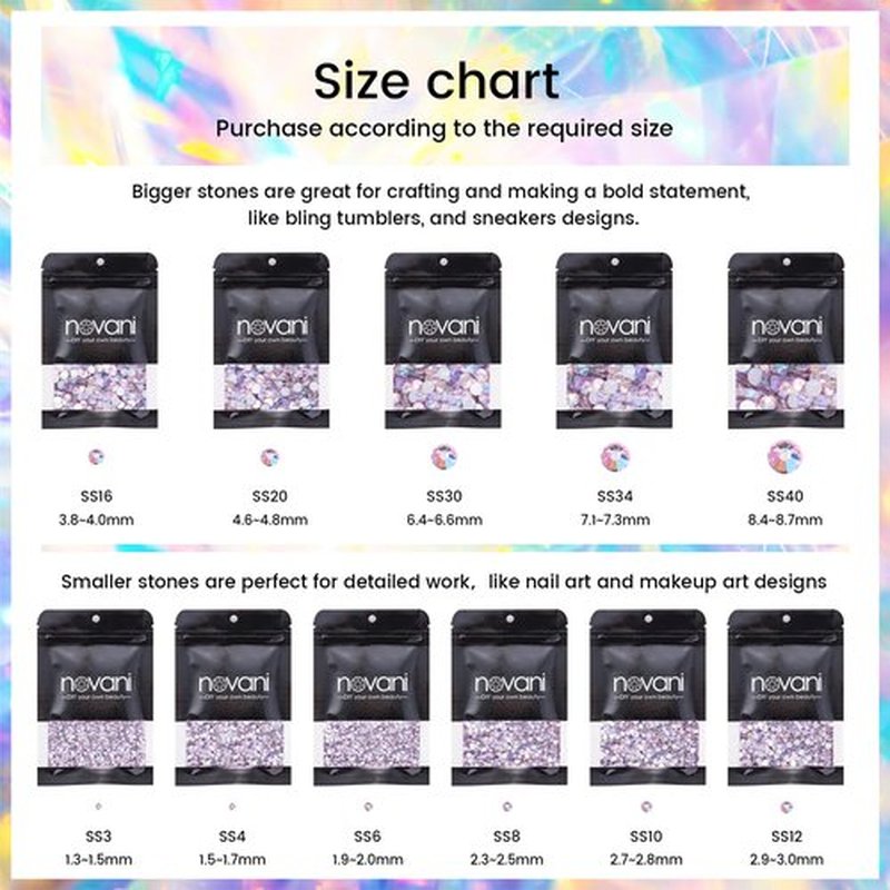 Rhinestones Novani Rhinestones for Crafts Glass Crystals Nail Rhinestones Flatback Nail Gems and Rhinestones for Nails Art Makeup Face Clothes Shoes Decoration DIY(SS8,1440pcs,Pink AB)