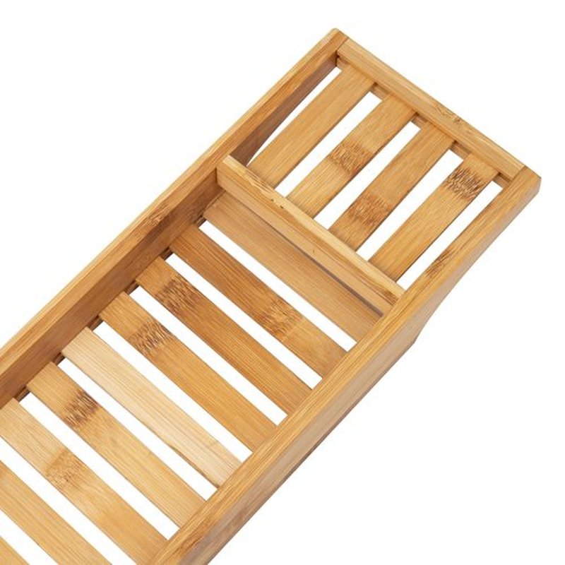Mind Reader Bathtub Tray, Shower Organizer, Bathroom Accessory, Wood Tray, Rayon from Bamboo, 27.5" L x 5.75" Wx 1.75" H, Brown