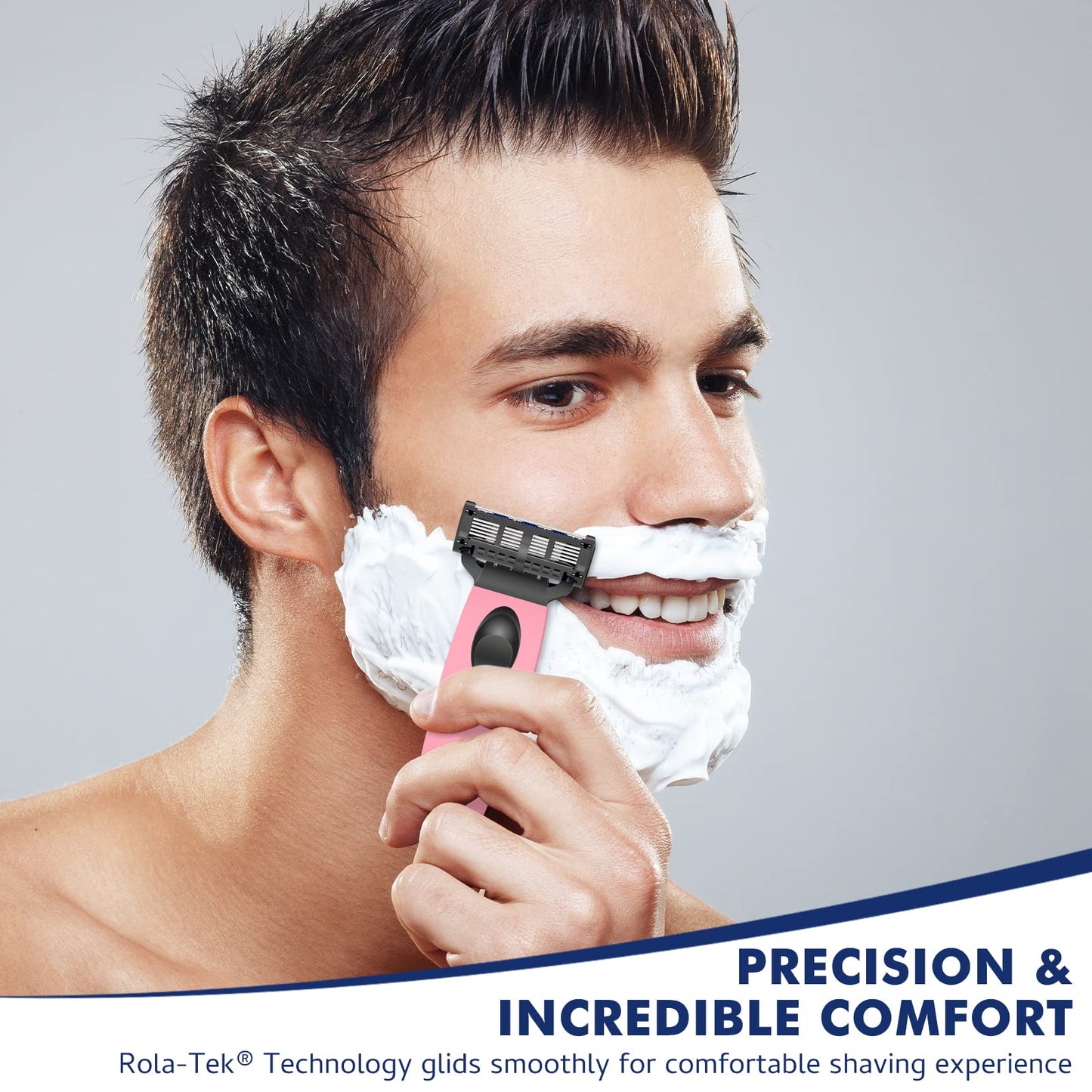 Arisson Men's Razors Set – Includes 1 Ergonomic Design Razor Handle, 4 Blade Refills, Travel Blade Cover, Shave Gel (Pink)
