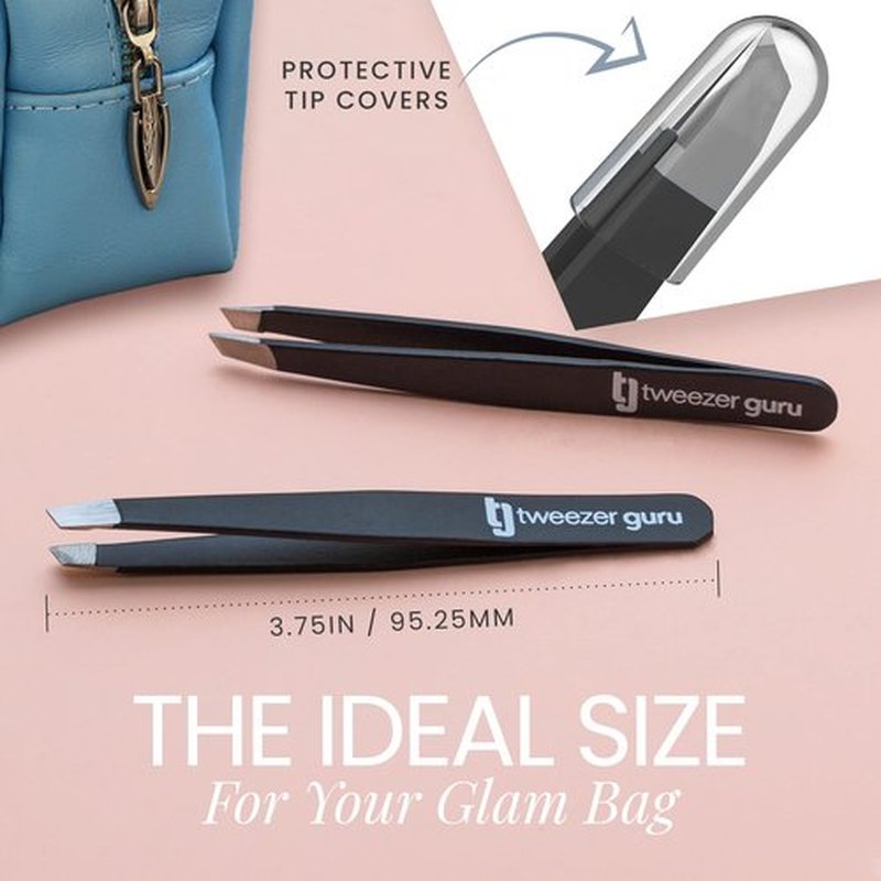 Tweezer Guru Tweezers for Women - Slant Pointed Precision Tweezers for Eyebrows & Ingrown Hair Removal - Blackhead and Splinter Tweezer with Sharp Needle Nose Point for Plucking (Teal)