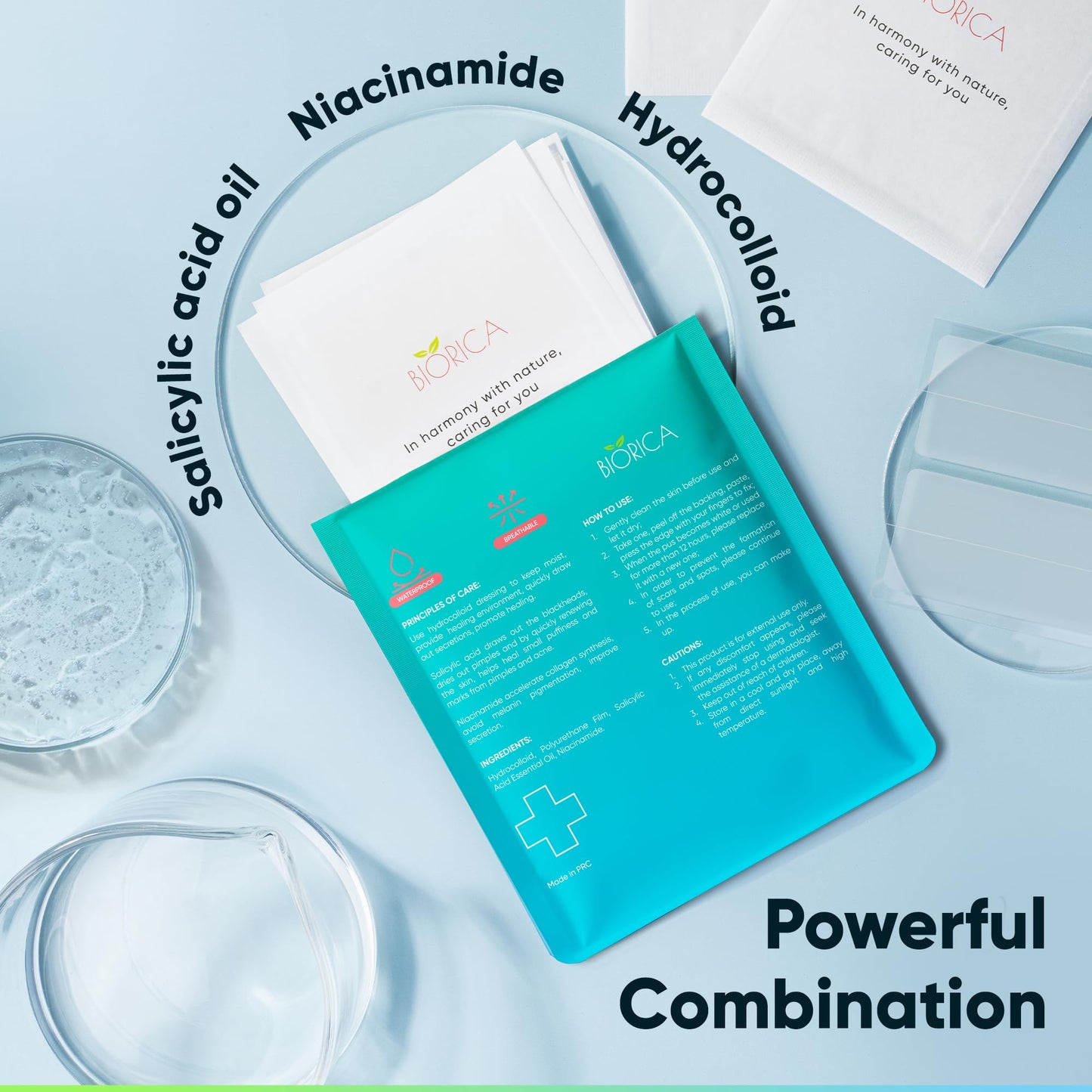 BIORICA Pimple Patches for Face with Tea Tree Oil. Hydrocolloid Acne Pimple Patches. Blemish Patches, Acne Dots, Pimple Stickers, Acne Patch and Pimple Patch