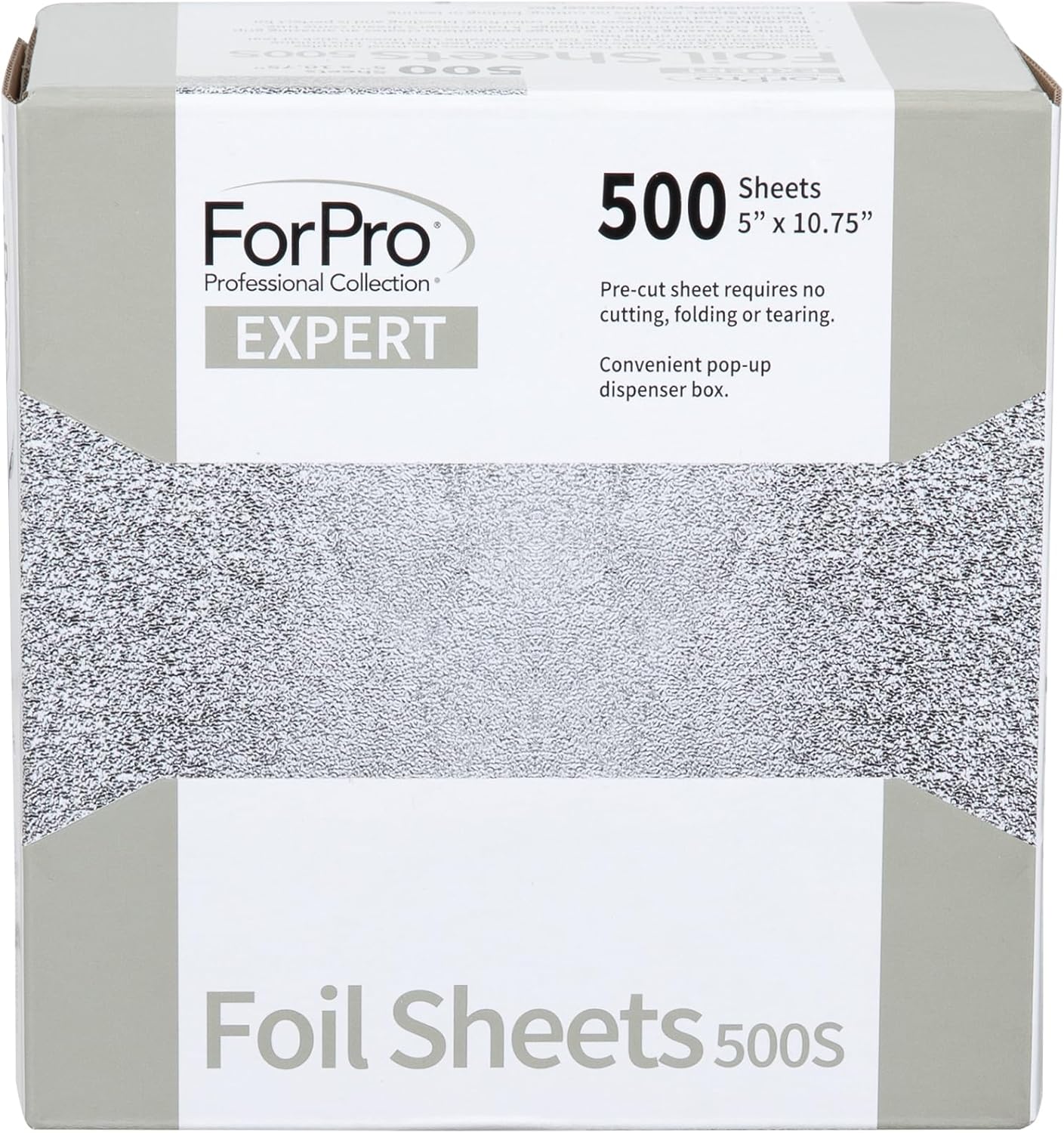 ForPro Expert Embossed Aluminum Foil Sheets 500S, Pop-Up Foil Dispenser, Hair & Food Safe, 5' W x 10.75' L, Pack of 2 (500-Count)