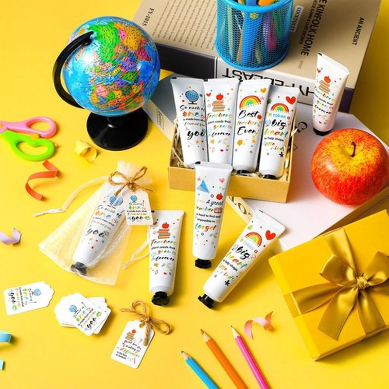 Dimsile 48 Set Valentine's Day Gifts for Teacher Appreciation Hand Cream Gifts Moisturizing Hand Lotion Thank You Teacher Gifts Travel Size Hand Cream with Cards Organza Bags for Dry Cracked Hands