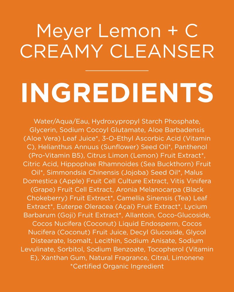 Andalou Naturals Brightening Meyer Lemon + Vitamin C Creamy Cleanser | Gentle Face Wash to Even Tone & Boost Glow | Aloe Vera & Natural Ingredients-| For Dull Skin-| 6 oz,(Pack of 2)