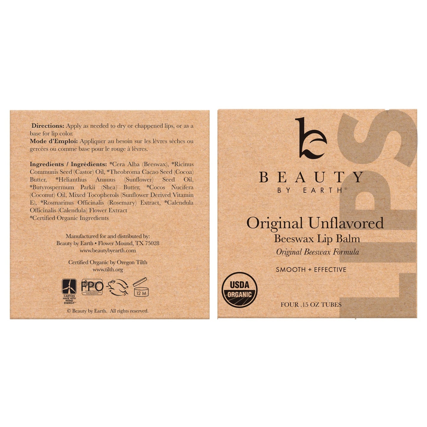 USDA Organic Lip Balm - USA Made with Natural Ingredients, 4 Pack Unflavored Chapstick for Dry Lips, Lip Balm Hydrating Beauty Birthday Gifts, Lip Moisturizer, Mens Gift Ideas