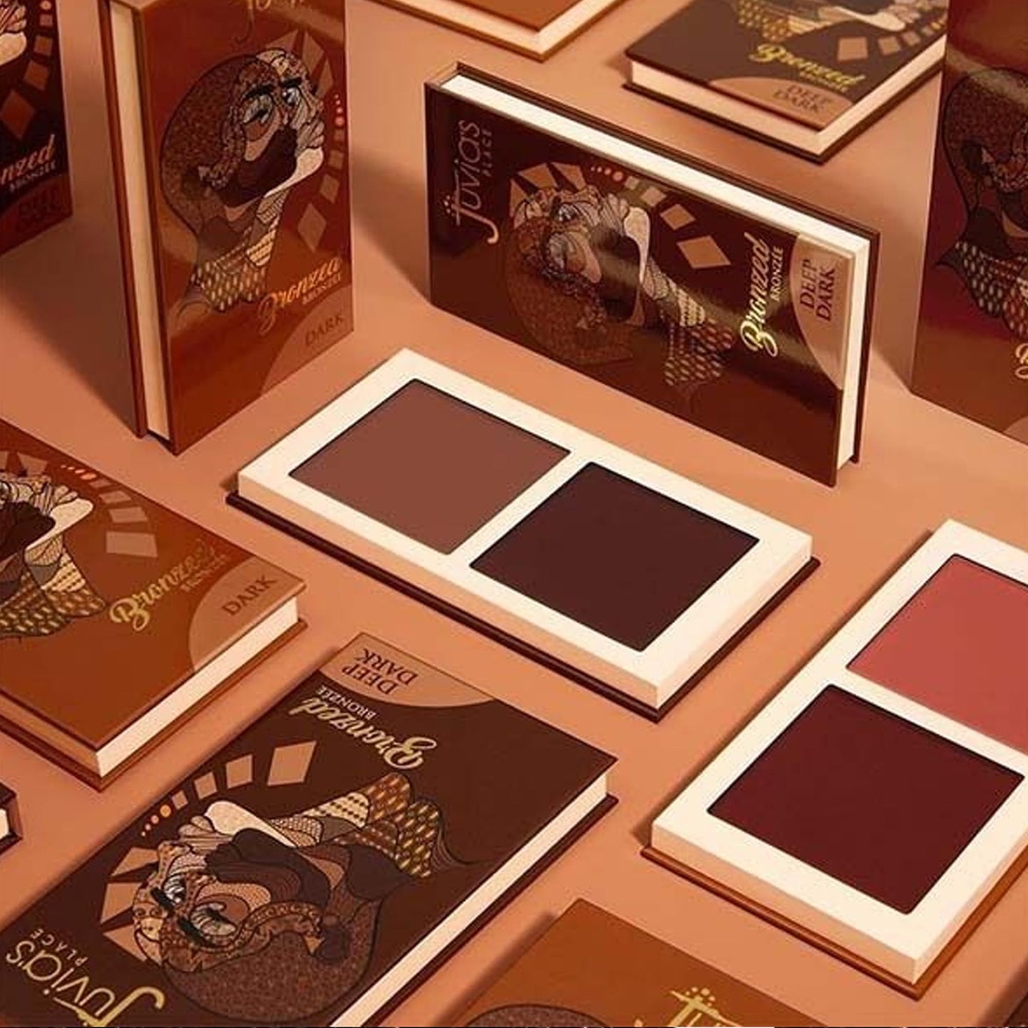 Juvia's Place Bronzed Duo Bronzer Dark - Soft Matte Bronzer, Contour Powder, Bronzer Pressed Powder, Long-Wearing & Buildable Bronzing Powder - Suitable for Dark to Deep Tan Skin Tone