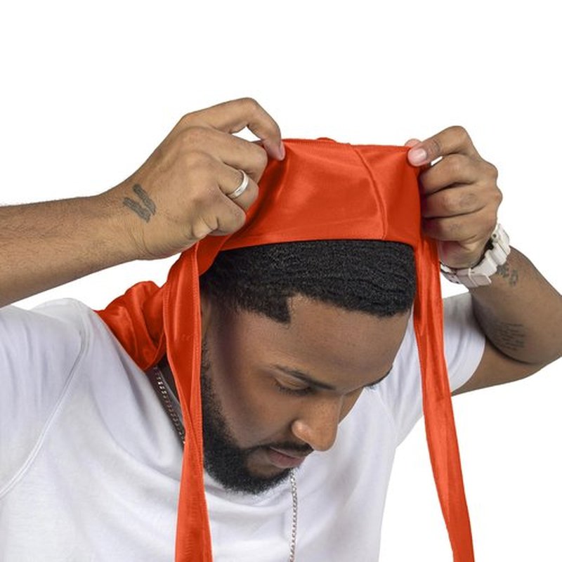 ForceWave Silky Durag for Men Wave Cap Satin Dorag for Men Women 360 Wave (Orange)