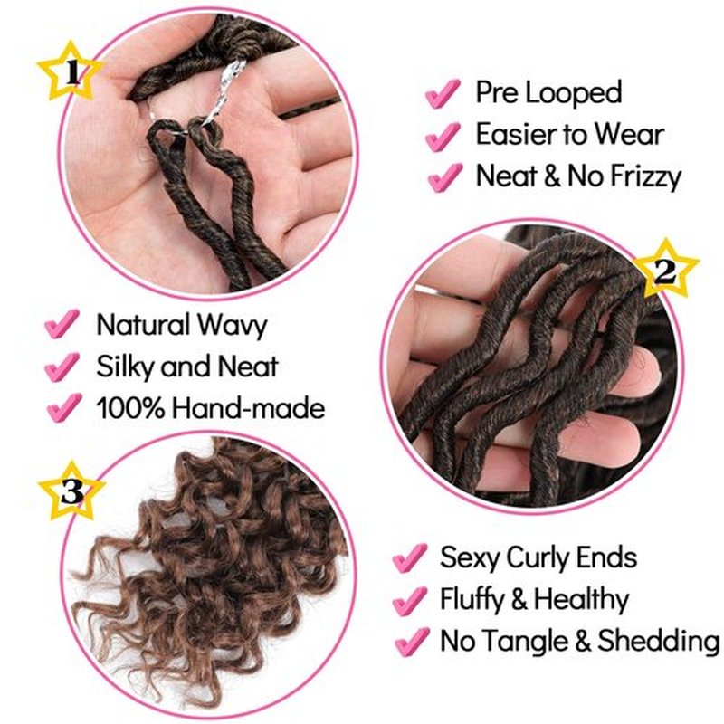 Karida Faux Locs Crochet Hair 24 Inch, 6 Packs Pre Looped Goddess Locs Crochet Hair, Wavy Crochet Faux Locs With Curly Ends, Boho Faux Locs Crochet Hair For Black Women (24 inch, T30#)