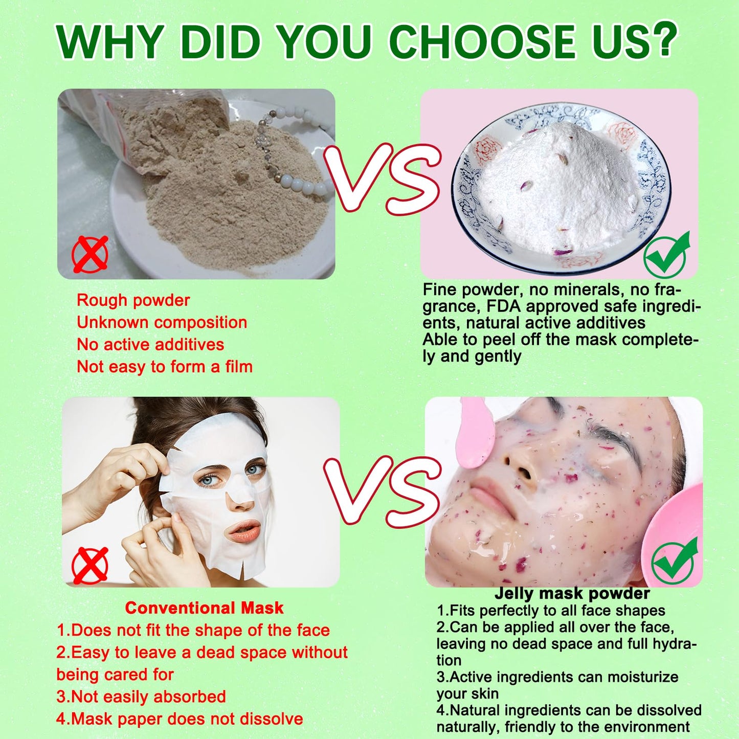 YMEYFAN Jelly Mask for Facials Professional - Kiwi Hydro Jelly Mask Powder, Moisturize & Soothing Face Skin Care for Facial Vajacial Peel Off Mask, Esthetician Supplies, Natural Ingredients Unscent
