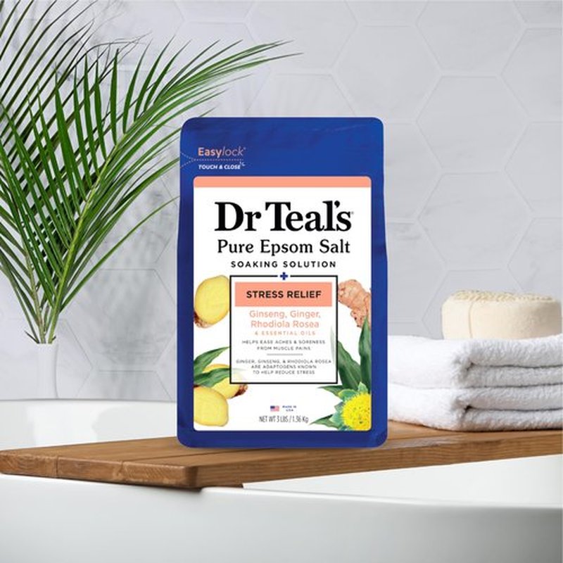 Dr Teal's Epsom Salt Magnesium Soak, Stress Relief with Essential Oils, 3lbs