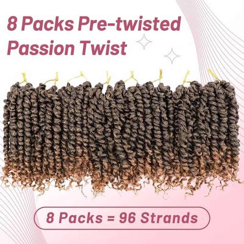 Pre Passion Twist Crochet Hair: Water Wave Pre Looped Crochet Twist Hair 8 Inch Pre Twist Passion Twist Hair 1B/30