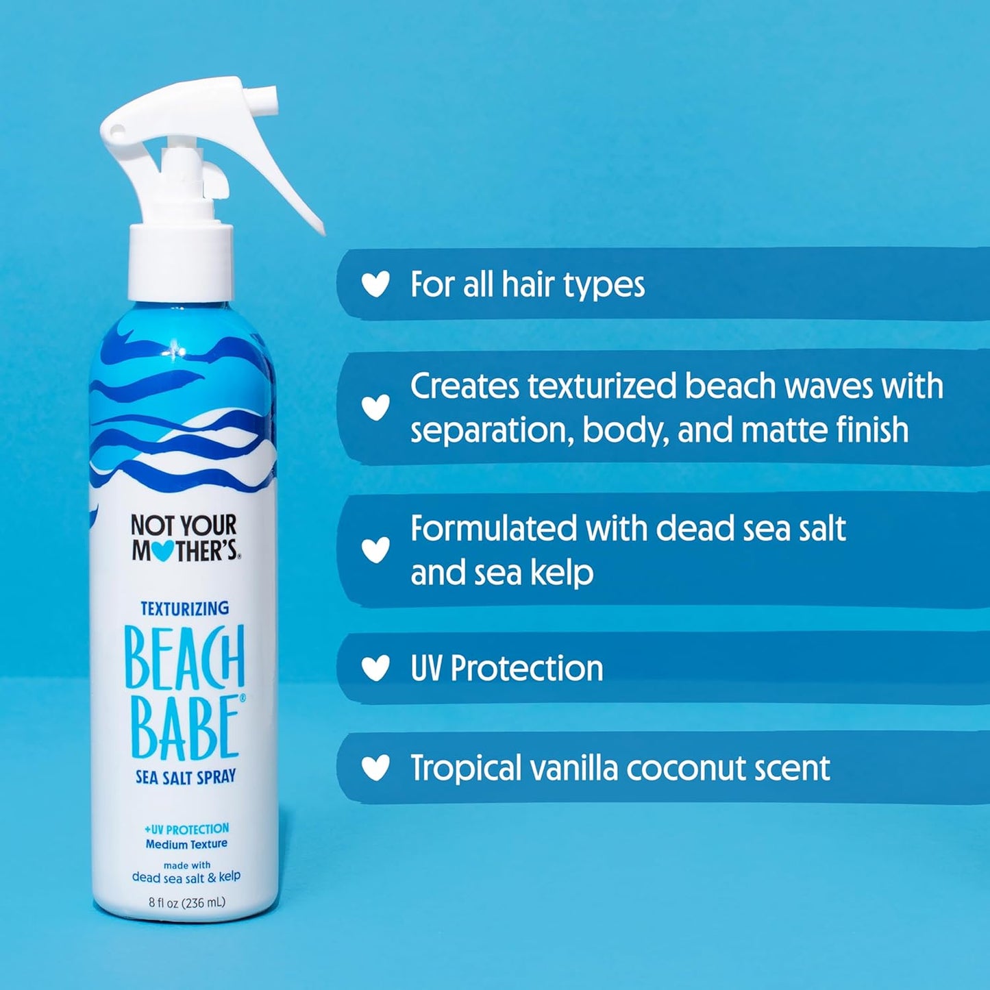 Not Your Mother's Beach Babe Sea Salt Spray - For Tousled Hair Texture with Matte Finish (8 fl oz, 3-Pack)