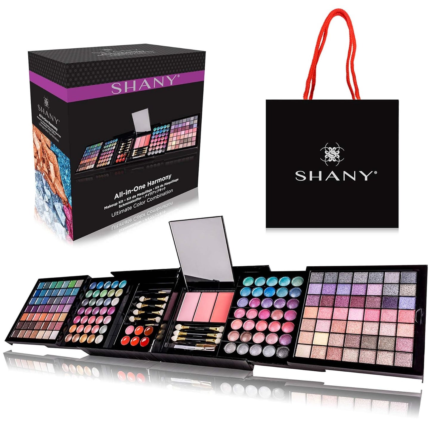 SHANY All About That Face Makeup Kit - All in one Beginner Makeup Set - Eye Shadows, Lip Colors, Face Makeup, Cosmetics applicators & More.
