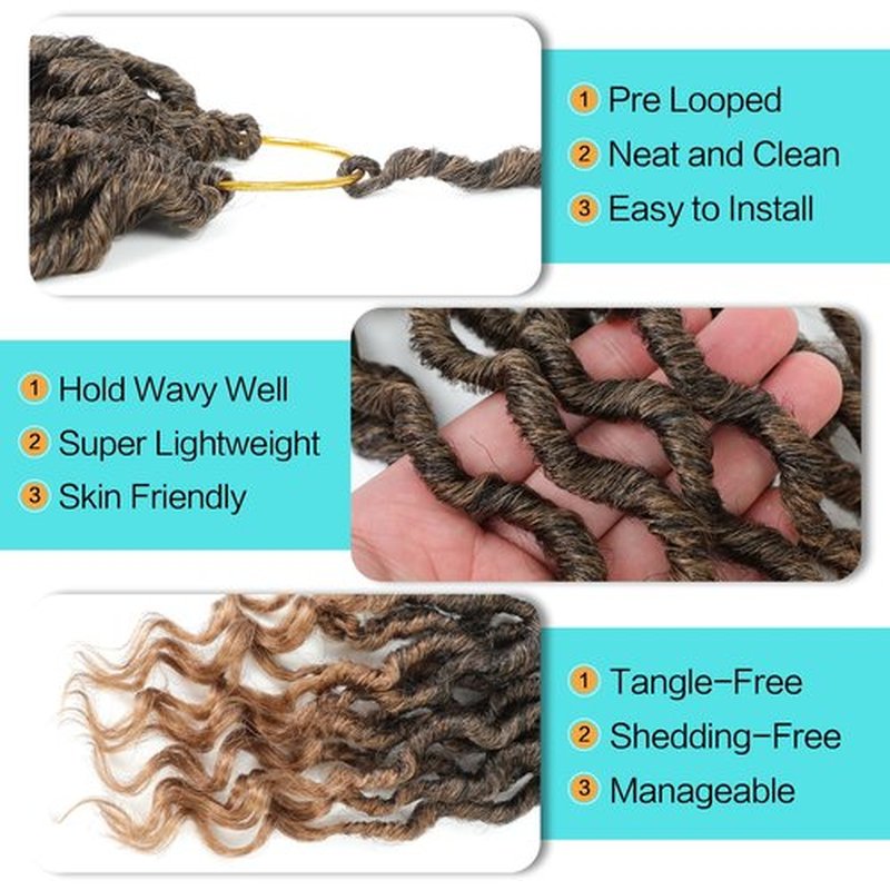 Karida Goddess Locs Crochet Hair 12 Inch, 8 Packs Upgraded Crochet Hair for Black Women, Pre Looped Crochet Faux Locs With Curly Ends (12 Inch (Pack of 8), T27#)