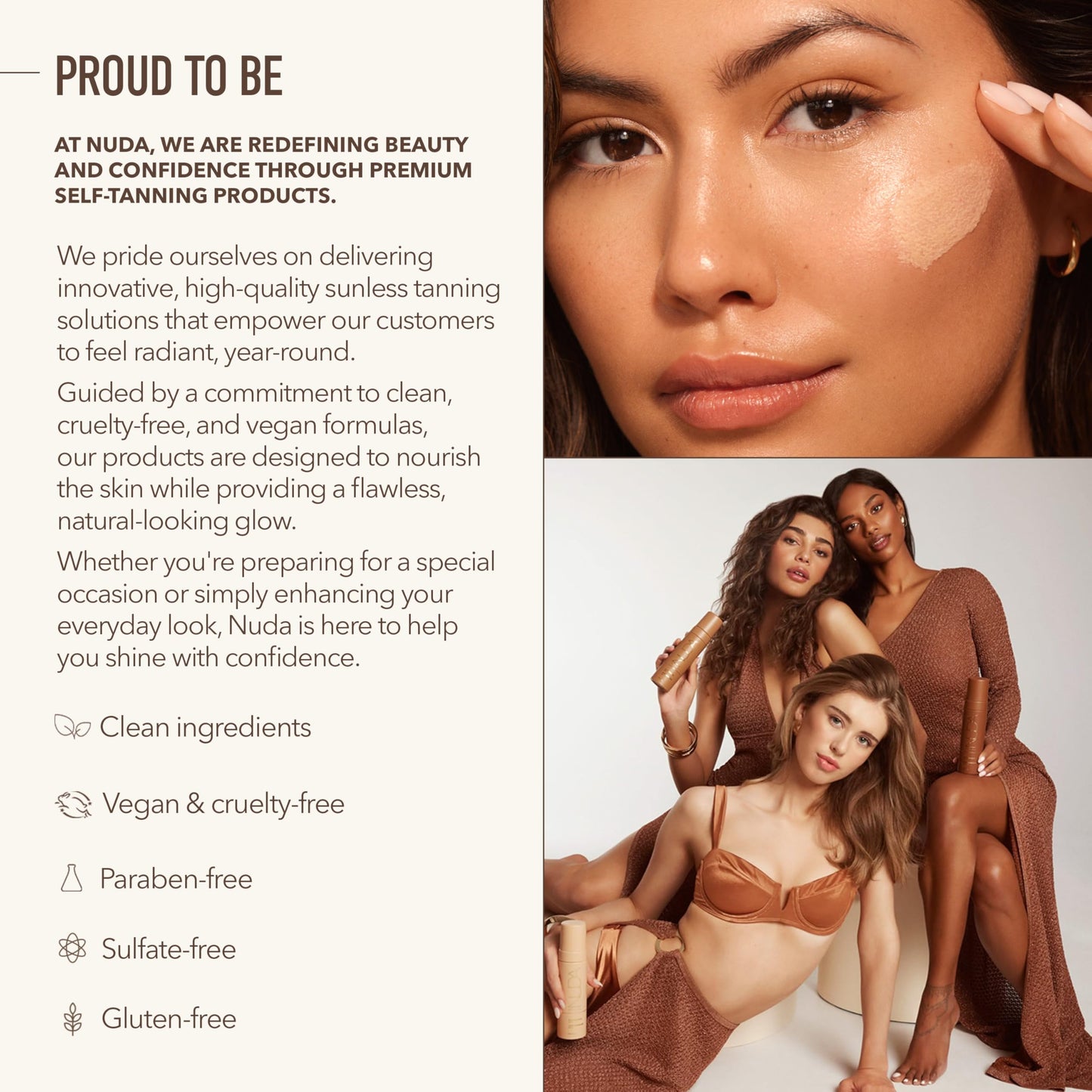 Nuda BronzeFoam Self Tanning Mousse | Lightweight, Fast-Drying & Streak-Free Sunless Tanner | Made with Niacinamide,Bakuchiol,Orchid Stem Cells,Panthenol & Ceramides | Easy to Apply (Medium,6.5 Fl Oz)