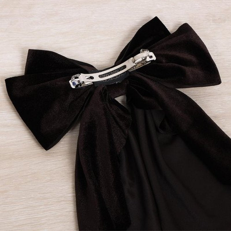 Fall Brown Velvet ribbon Hair Bow Barrettes for Women Girls Thick Hair Big Velvet Hair Bow Clips with Long Tail Her Winter outfit Dress Decoration Accessories