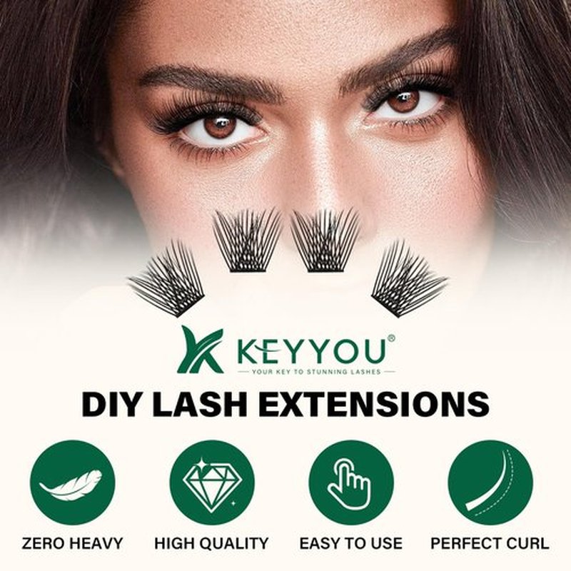 Lash Clusters 144pcs Individual Lashes D Curl 10mm Eyelash Clusters KEYYOU Air Touch Cluster Lashes Super Lightweight Soft Wispy Comfortable Easy DIY at Home(Air01-D-18mm)