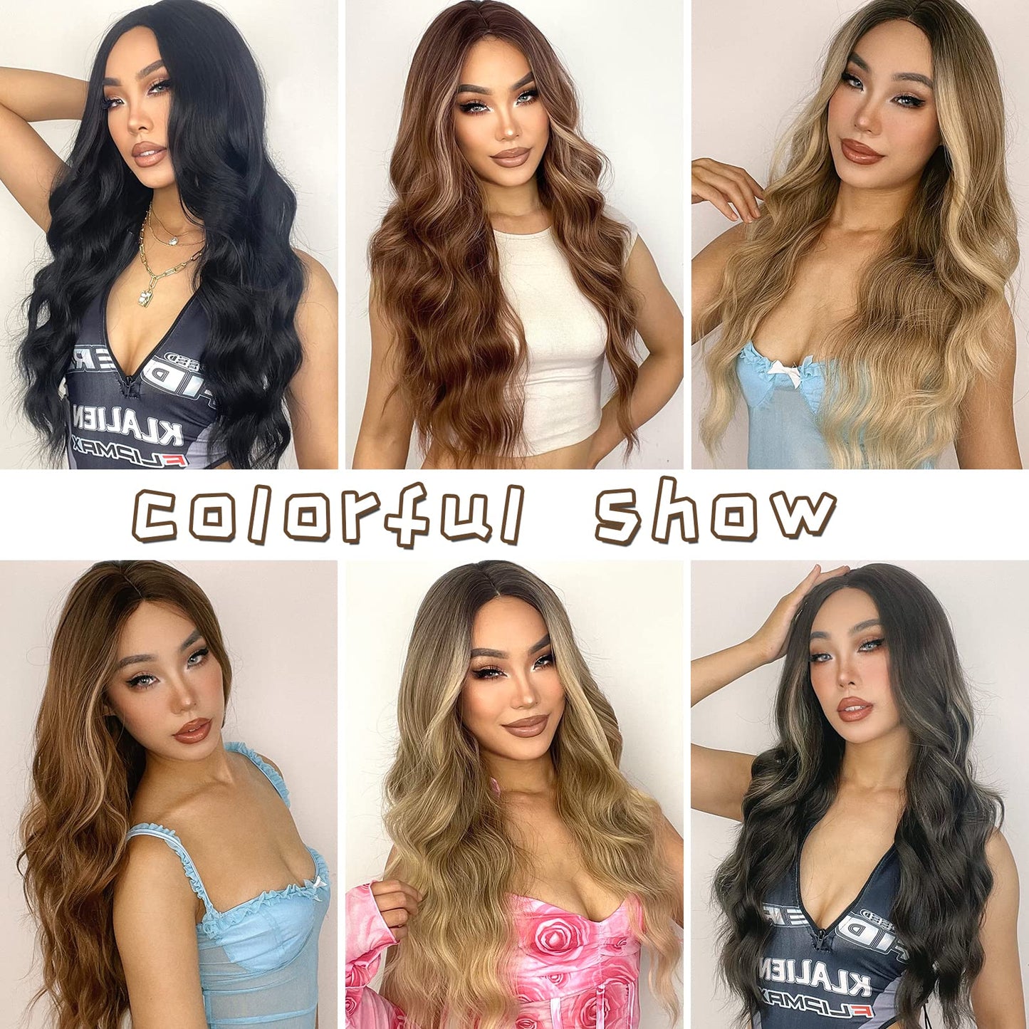 LINGHANG Long Black Wigs for Women 26 Inch Long Curly Wig Natural Looking Synthetic Heat Resistant Fiber Black Wavy Wig for Daily Party Use (Black)