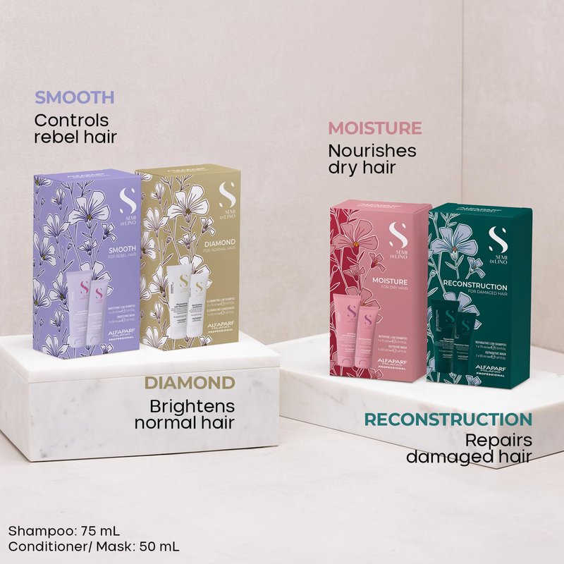 Alfaparf Milano Semi di Lino Moisture Travel Size Shampoo and Hair Mask Set for Dry Hair - Sulfate Free - Hydrating - Moisturizing - Nourishing
