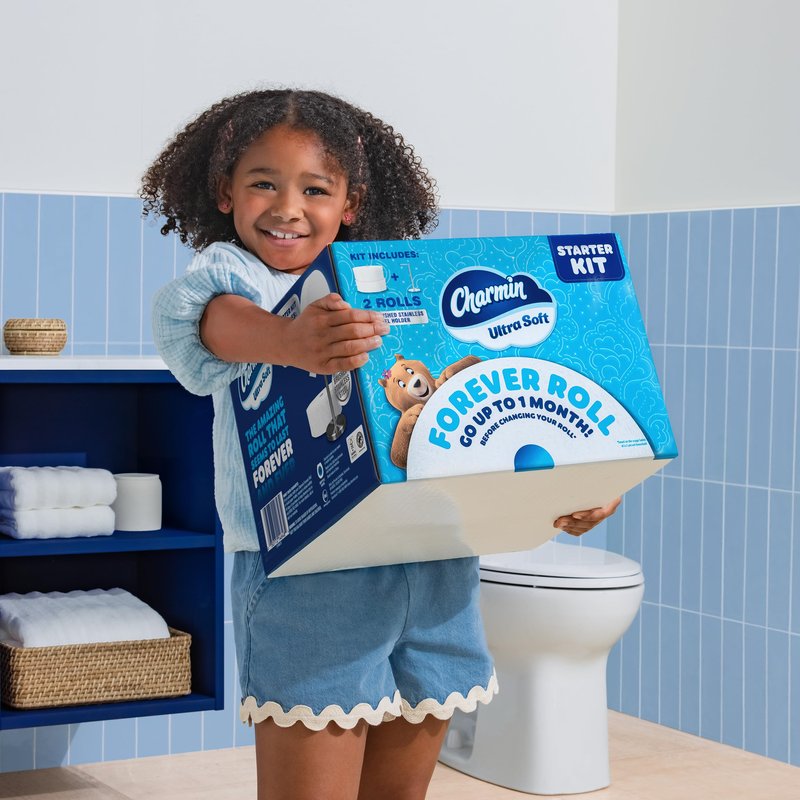Charmin Toilet Paper Ultra Soft, Forever Roll Starter Kit, 1 Holder, 2 Rolls, 2-ply Bath Tissue